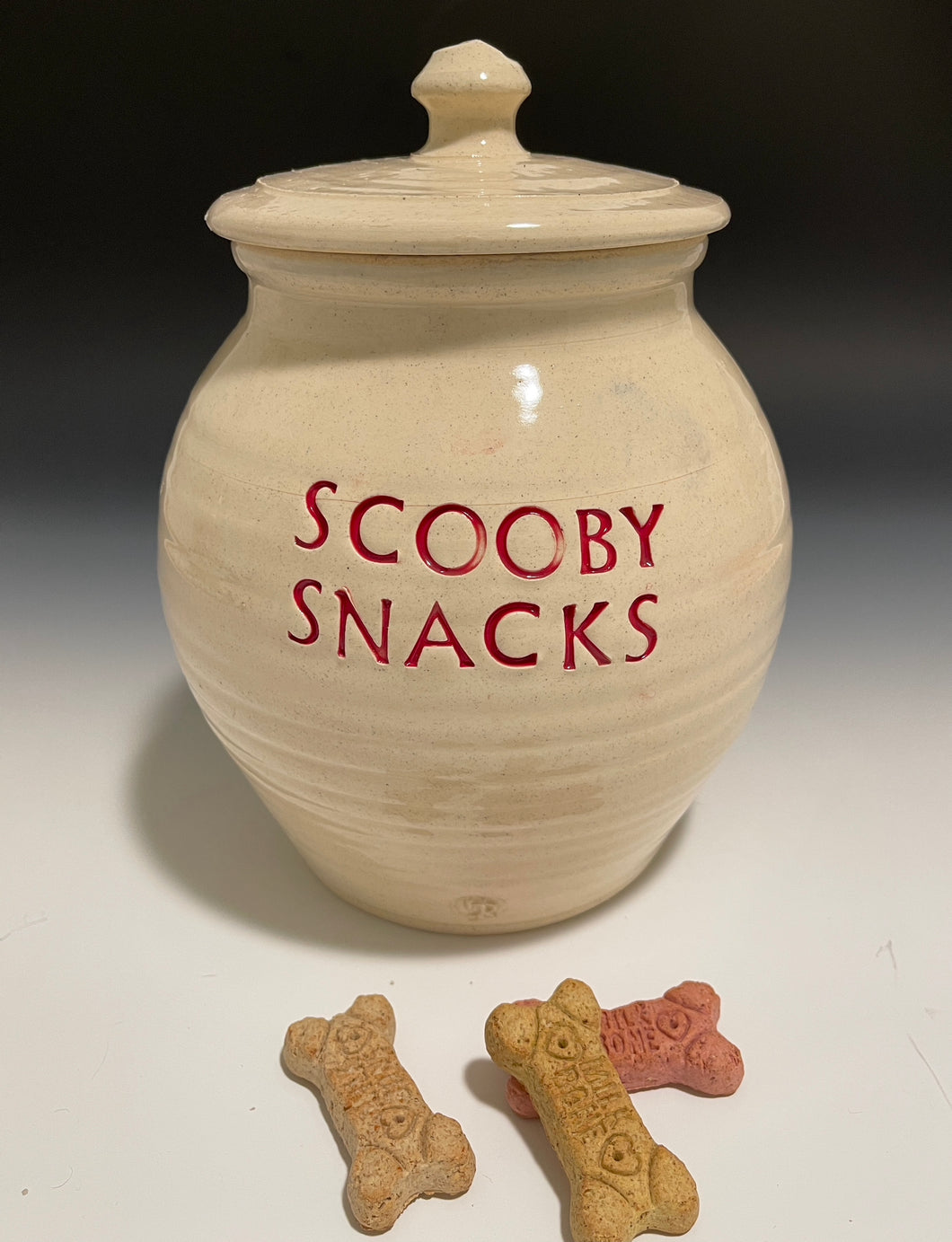 Large Scooby snacks Jar (holds over 100 medium milk bones).