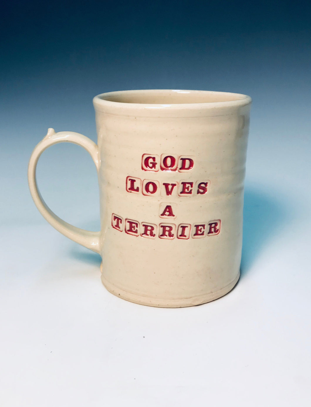 16oz  god loves a terrier mug