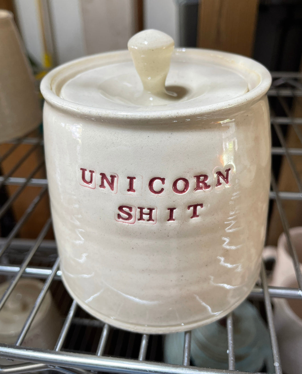 unicorn shit  jar. just got back from potion shopping  with some magic shit? here's you storage solution.